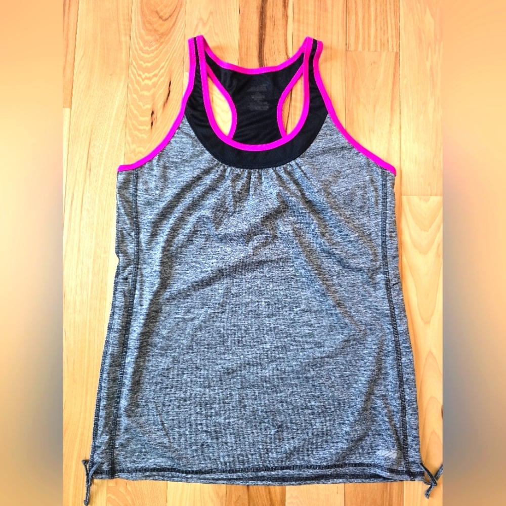 Avia Gray and Pink/black detail Women's Athletic Tank Top, M